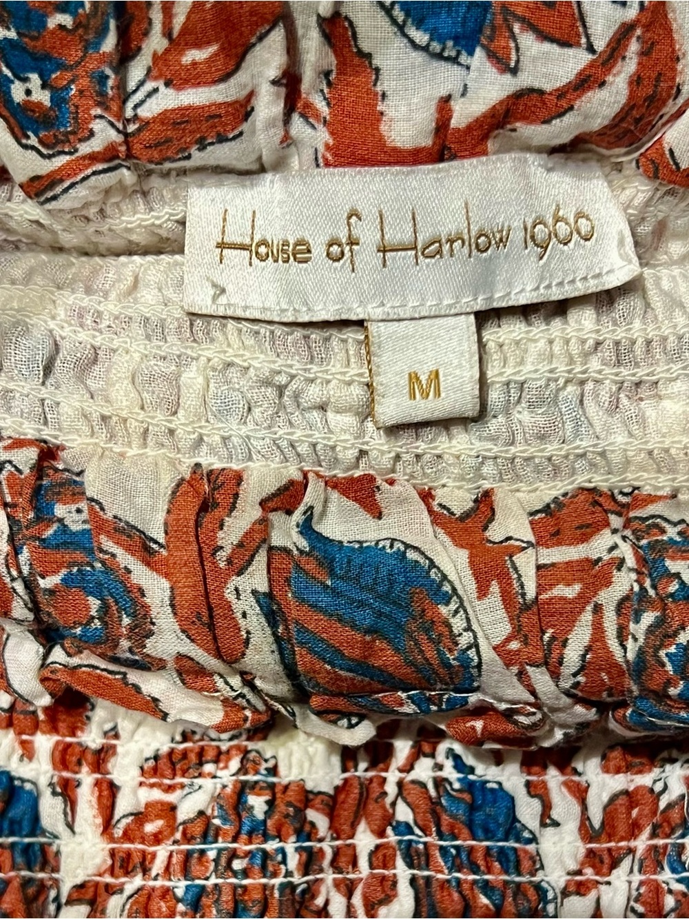 House of Harlow 1960 Floral Smocked Tiered Mini Skirt M - Picture 4 of 9